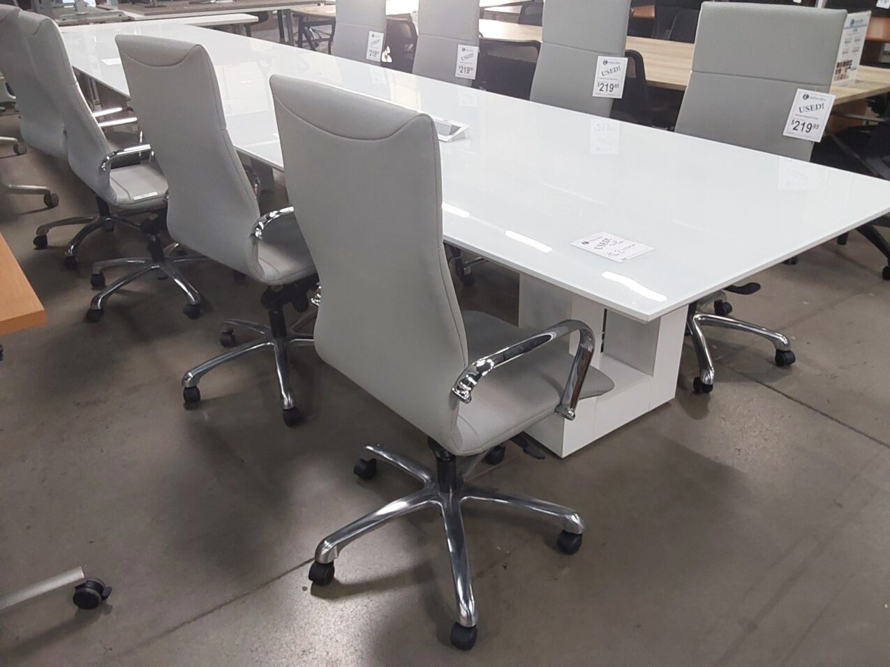 Gray leather conference chair