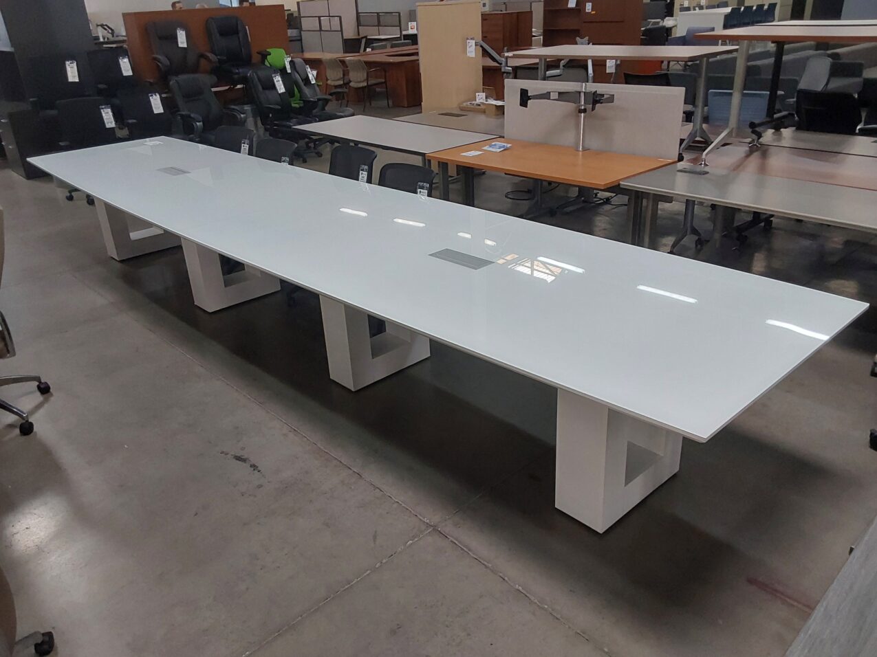 18' Glass Conference Table