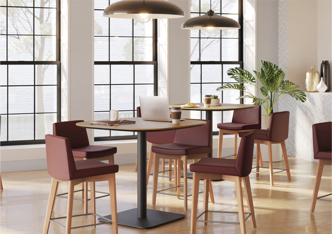 Bar height breakroom tables
