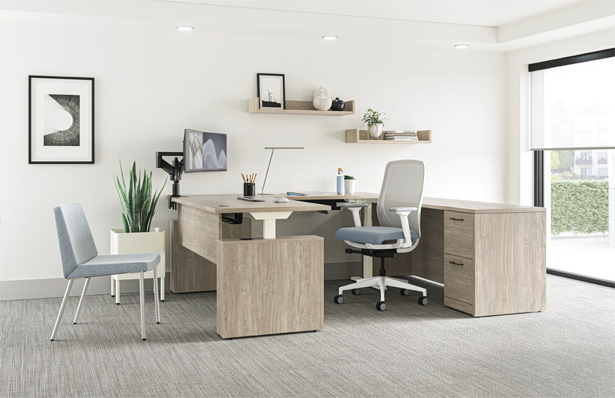 U-shape height adjustable desk